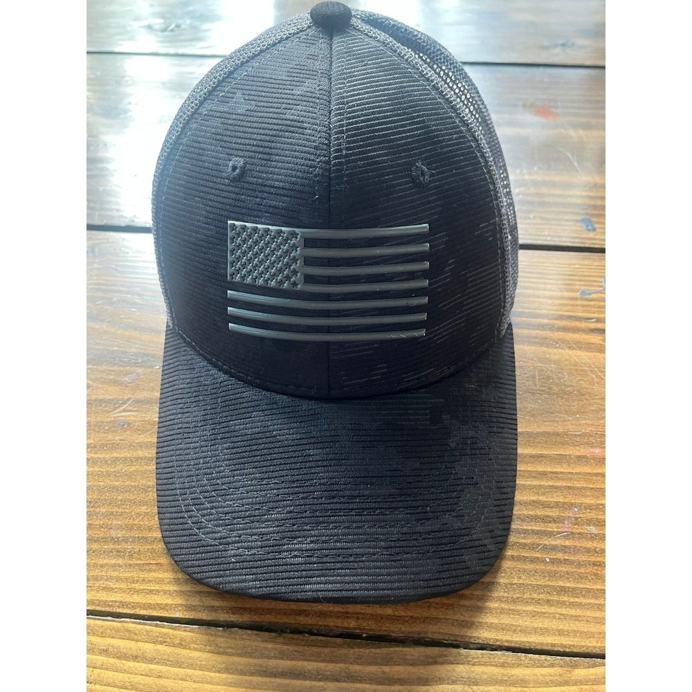 Runs Deep Tactical Mens American Flag Trucker Hat Grey Snapback RDUSA-08-BLK